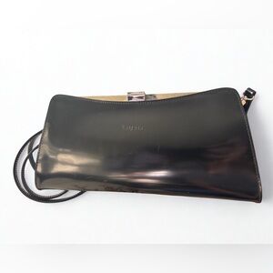 Furla Black Patent Leather Crossbody Clutch